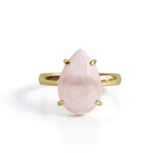 Anel Rosa Lunar com Quartzo Rosa